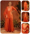 Orange Colour Viscose Chanderi Kurti With Bottom Dupatta Orders In India SET0229
